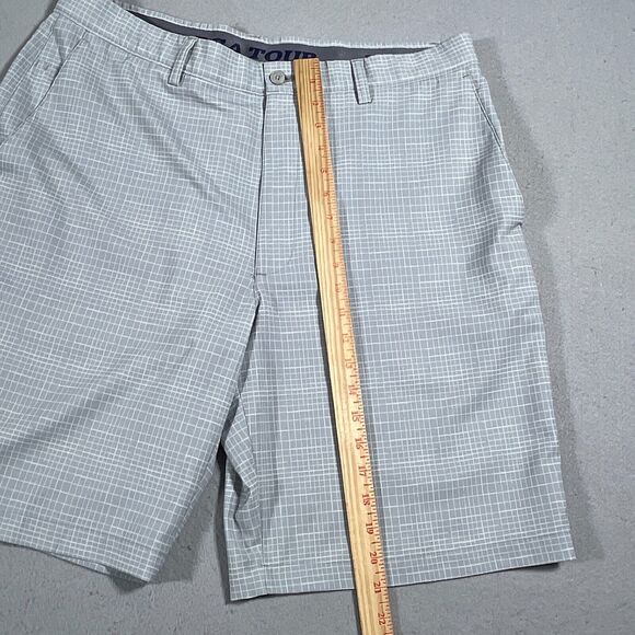 PGA Tour Men's Golf Shorts Active‎ Performance Stretch Plaid 36 Grey Inseam 10" - Picture 2 of 9